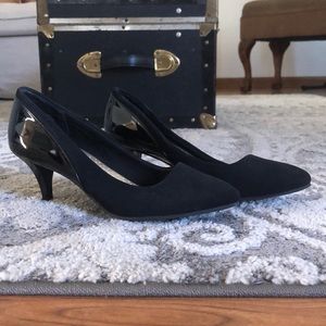 Faux suede pumps